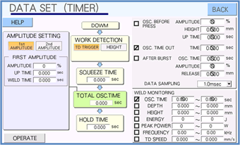 Welding Condition Setting Screen